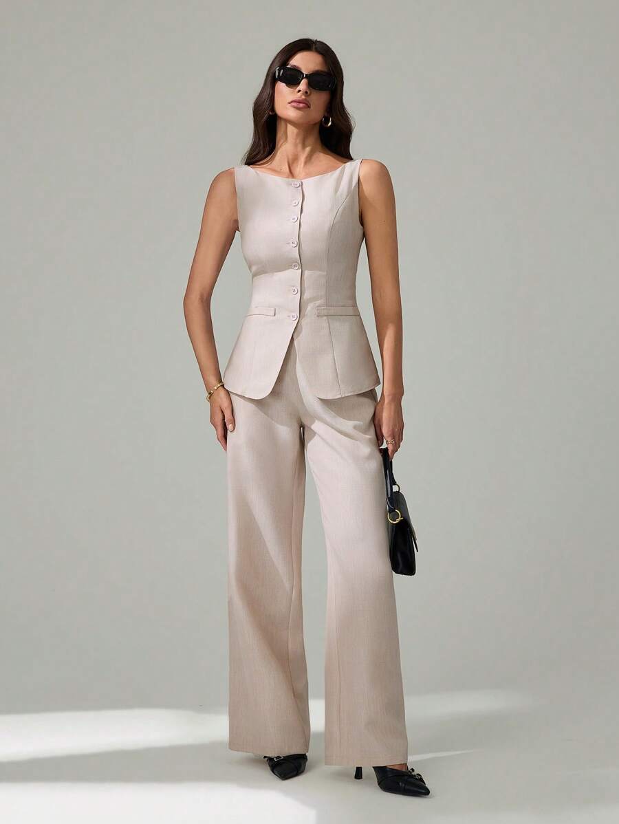 SHEIN Tall Women Two Pieces Outfits For Daily Wear - Apricot - View 1