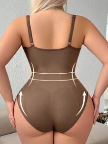NudeFit 1 pieza Prenda moldeadora sin costuras talla grande para mujer con cinturilla y control de abdomen, diseño de cierre a presión en la Bottom para facilitar la colocación y quitado, se puede usar como prenda exterior
