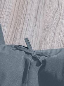 SHEIN Clasi 大码优雅黑白撞色蝴蝶结装饰修身吊带背心，夏季