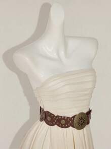 SHEIN ICON Vestito corto a tubo plissettato in colore unito con orlo asimmetrico, in stile vintage hippie da donna, adatto per uscire, in stile western e boho, di anni 2000