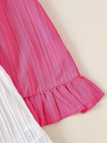 SHEIN 3 件套夏季女童连衣裙，蝴蝶结肩带纯色和条纹连衣裙套装，适合日常休闲穿着，女童专属连衣裙 - 彩色 - 查看 7