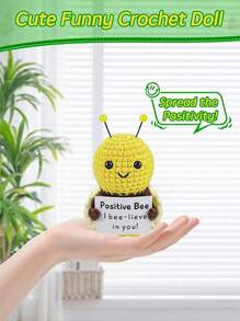 1pcMini Funny Positive Bees, Emotional Support Positive Potato Creative Gift, Handcrafted Crochet Bee Party Decor With Inspirational Card, Versatile Tabletop Or Car Ornament, Express 'I Believe In You' To Friends And Family Birthday