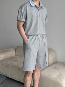 DAZY Men's Solid Gray T-Shirt And Shorts Set, Summer - Grey - View 4