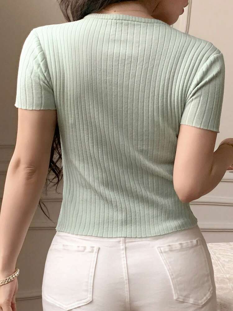 Solid Color Fitted Pleated Lace Trim Short Sleeve Casual Summer Cardigan For Women
