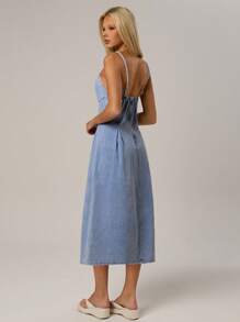 SHEIN Forever 21 夏季新款女士露肩修身A字浅色水洗牛仔长裙 - 淺色水洗藍 - 查看 2