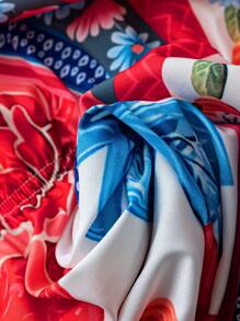 Flirla Vacation Floral Print Backless Halter Dress