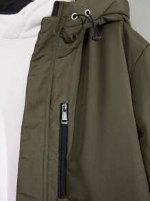 RueChic Abrigo acolchado con capucha con bolsillo con cremallera para hombre - Verde militar - Ver 5