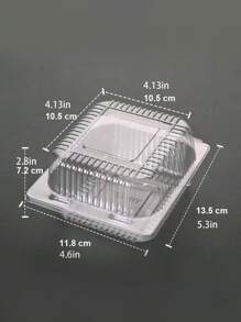 SHEIN 一次性透明塑料甜点盒带盖，烘焙糕点和食品包装容器 - 無色 - 查看 2