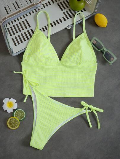 Swim Mod Women's Striped Casual Strap Tankini Swimsuit Set, Summer Vacation