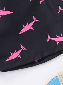 男童全身印花休闲系带沙滩短裤 - 彩色 - 查看 5