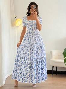 Rafferiza 女士时尚优雅刺绣印花连衣裙