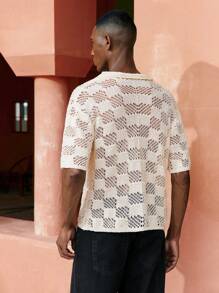 Maija 2025 Spring & Summer New Arrival Cream Mao Collar Textured Knit Cardigan, Casual & Versatile Streetwear Fashion Men Sweatpants, Suitable For Outdoor, Gathering, Wedding, Party, Independence Day, Mother's Day, Music Festival, Graduation