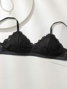 Snug Zone 1pc Lace Wireless Lingerie Bra, Women - Black - View 6