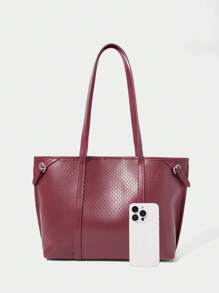 SHECARRY Women's Fashionable Daily Commute Large Capacity Shoulder Bag - Burgundy - View 3