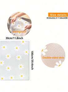 SHEIN 1 rollo de estante de cocina con diseño de margaritas, revestimiento para gabinetes no adhesivo y antideslizante, para cajones, refrigeradores, alacenas, resistente al agua y fácil de colocar.