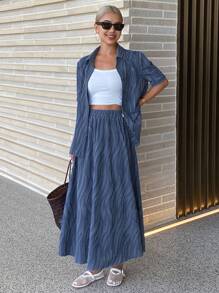 DAZY Conjunto de dos piezas para mujer para uso diario - Azul - Ver 1