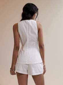 Easelle 2025 New Arrival Summer Women's Bohemian Style Vacation Outfit, White Woven Ladies' Suit Set Office Outfits For Women In Fall/Winter - White - View 3