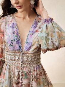 Anewsta 优雅蕾丝印花连衣裙，适合春季、节日、假日、海滩、度假