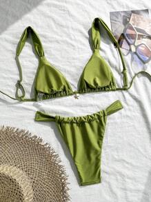 Swim Mod Set da bagno a 2 pezzi, costume da bagno sexy con stampa stelle marine, con top a triangolo e perizoma, per vacanze