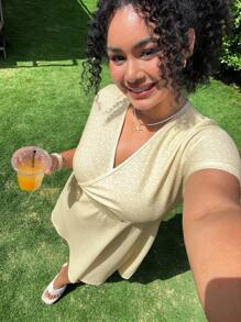 SHEIN EZwear 大码复古心形A字型黑色情人节派对连衣裙