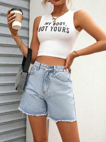 SHEIN Men's Casual Distressed Denim Shorts, Summer - Light Wash - View 7