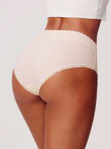 LUVLETTE 3-Pack High-Rise Airy Basic Cotton Girly Women's Underwear Briefs Panty Set