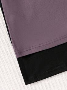 2pcs/Set Girls Flamingo Print Top And Pants Home Outfit, Dark Blue