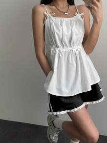 DAZY Quần short ren rộng rãi cho nữ - màu đen - Xem 3