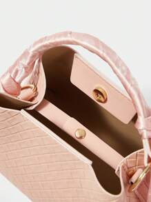 SHECARRY 女士时尚手提包，采用围巾设计，适合日常通勤 - 粉色 - 查看 3