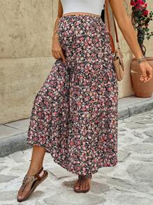 SHEIN Maternity Allover Print Ruffle Hem Skirt, Suitable For Summer, Vacation - Multicolor - View 4