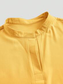 TaskEZ Conjunto de uniforme de scrubs con top de manga corta y pantalones de unicolor simple - Amarillo Mostaza - Ver 8