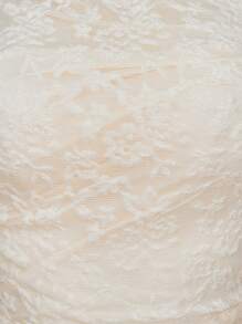 SHEIN ICON 大码女式休闲音乐节露肩网眼荷叶边不对称下摆上衣