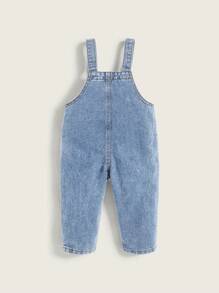 Cozy Pixies 男婴休闲贴袋工装牛仔连体裤，带多个口袋，儿童返校服装 - 淺色水洗藍 - 查看 2