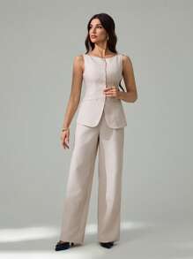 SHEIN Tall Women Two Pieces Outfits For Daily Wear - Apricot - View 5