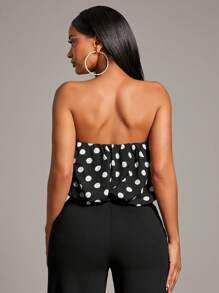 SHEIN SXY Top a fascia con stampa a pois alla moda per donna, abbigliamento da vacanza estiva