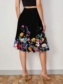 SHEIN Clasi Women Summer Casual Romantic Printed Hem Skirt Summer Outfits For Women Suitable For Going Out Chic Dress