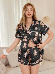 Dream Adore 2pcs Women Cute Cartoon Bear Print Pajama Set - Multicolor - View 5