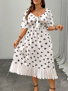 Celure Vestito oversize a maniche corte con fessure e ampia gonna