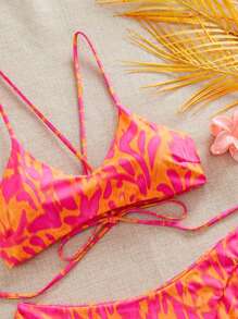 Swim Mod Bikini Swimsuit, Wireless Camisole Swimwear With Triangle Bottom, Fashion For Summer - Multicolor - View 3