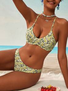 Swim Mod Bikini Set, Strapless Swimwear With Triangle Bottoms, Fashionable For Summer - Multicolor - View 5