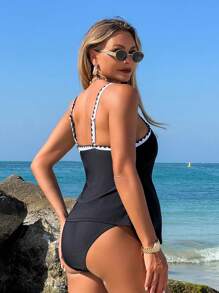 SHEIN Fashionable Maternity Camisole Tankini Swimsuit, Suitable For Summer