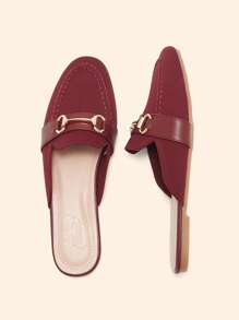CUCCOO BASICS CUCCOO Casual Simple Slip-On Flat Mule Shoes, Versatile - Burgundy - View 4