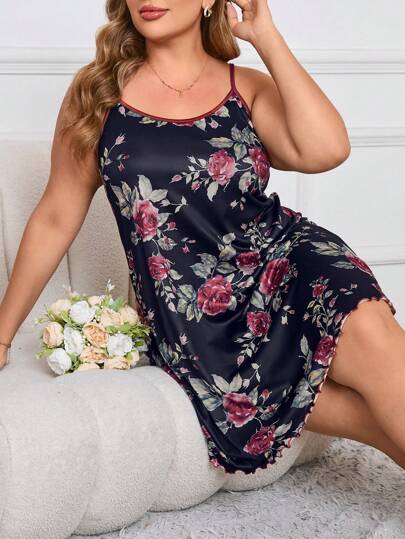 花卉印花大码睡袍，夏季时尚