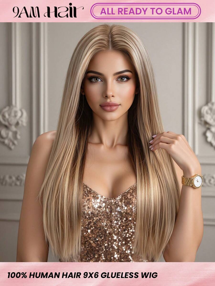 ALL READY WIG 9x6 Wear&Go 无胶假发 4/27/613 棕色混合浅金色渐变直发真人发假发 预剪无胶假发 女士度假装扮 旅行节舞会户外角色扮演校园学校海滩婚礼露营度假装扮 夏季装扮 度假氛围魅力优雅休闲 Y2k 时尚风格 Ss25 关键词 - S4/27/613 - 查看 1