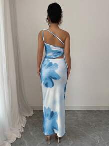 Elenzga Women Two Pieces Outfits For Daily Wear - Blue - View 2