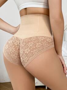 SHEIN Women's High Waist Lace Thong, Slimming Shapewear Bottom - Apricot - View 7