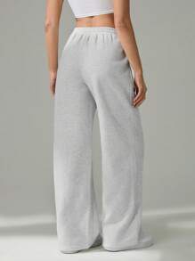 SHEIN Tall Women's Fall Pebble Detail Straight-Leg Sweatpants Graduation,Back To School Outfits,Graduation,Teacher Outfits For Women,Back To School - Grey - View 2