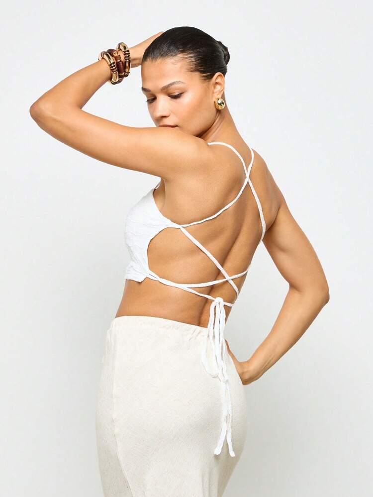 Smocked Ruched Crop Tank Top