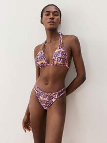 Maija Women Neck Halter Swimsuit Set With Triangle Bikini Bottoms - Multicolor - View 7