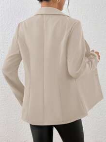 EMERY ROSE 女式黑色长袖修身性感西装外套，冬季 - 杏色 - 查看 2